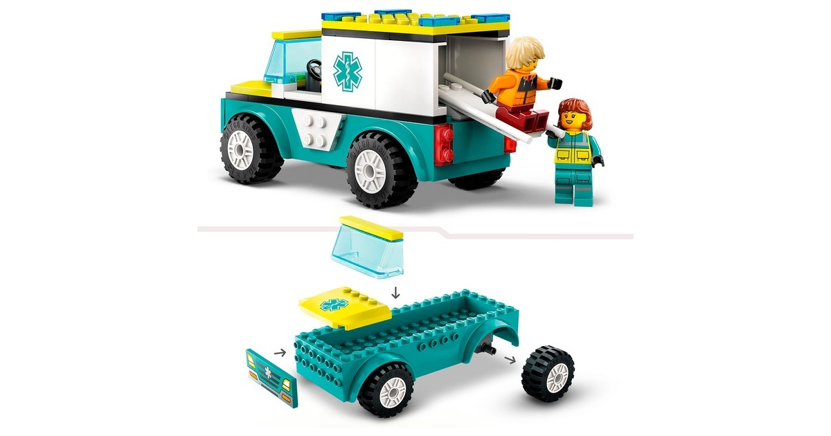 LEGO 60403 City Rettungswagen und Snowboarder, Konstruktionsspielzeug