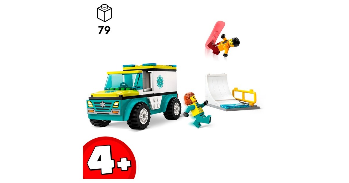 LEGO 60403 City Rettungswagen und Snowboarder, Konstruktionsspielzeug
