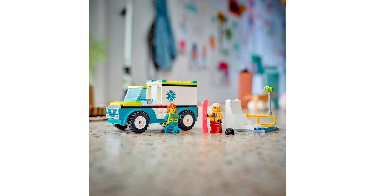 LEGO 60403 City Rettungswagen und Snowboarder, Konstruktionsspielzeug