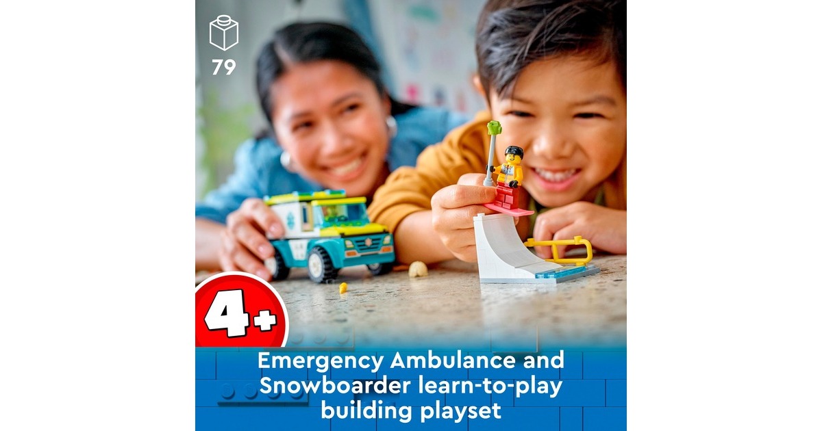 LEGO 60403 City Rettungswagen und Snowboarder, Konstruktionsspielzeug