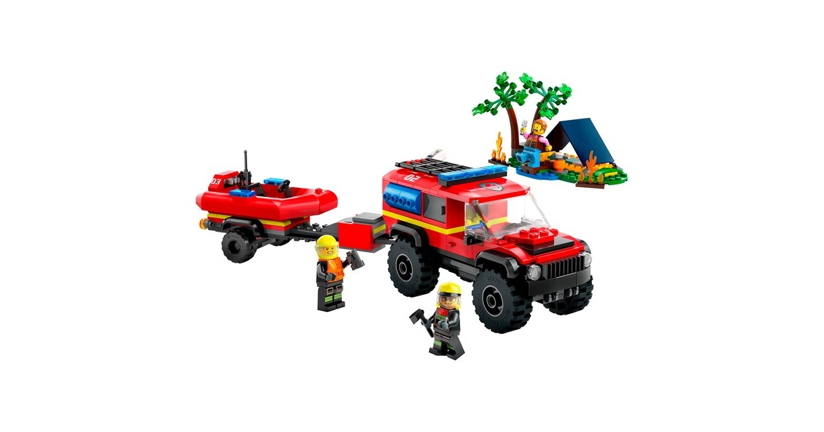 LEGO 60412 City Feuerwehrgeländewagen mit Rettungsboot, Konstruktionsspielzeug