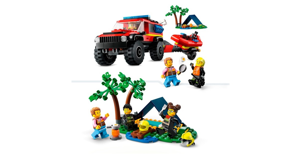 LEGO 60412 City Feuerwehrgeländewagen mit Rettungsboot, Konstruktionsspielzeug