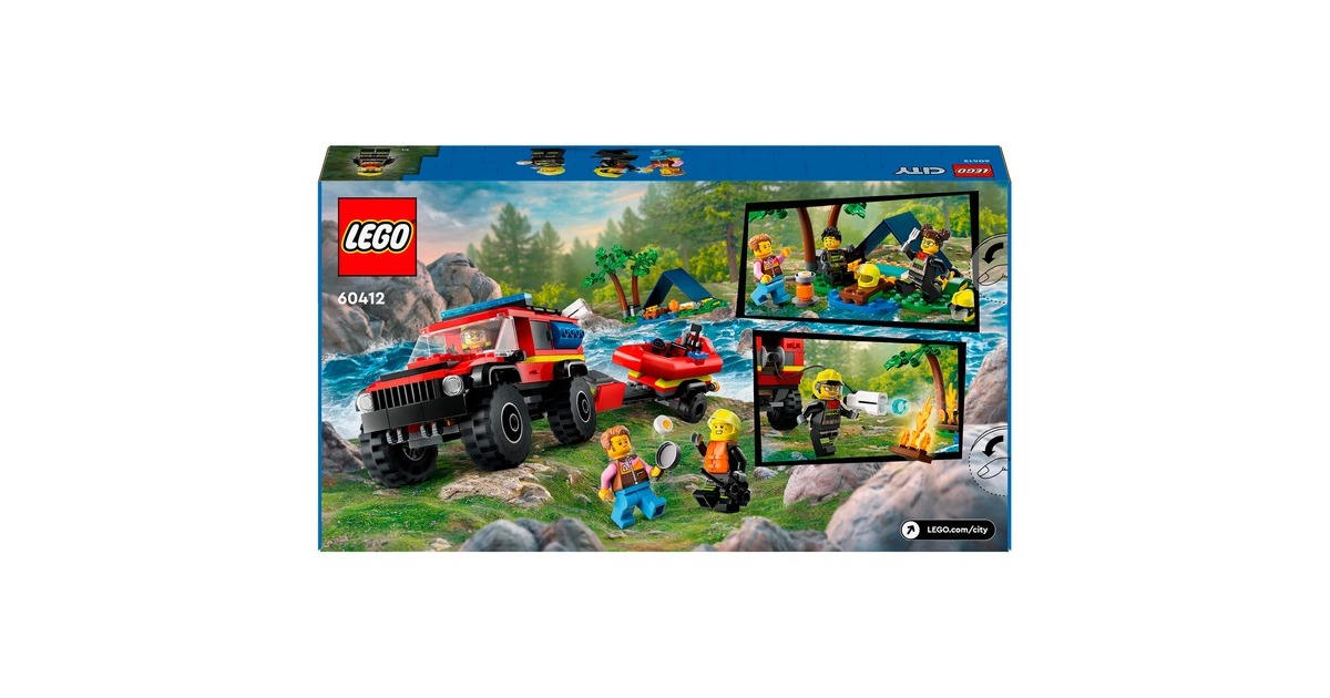 LEGO 60412 City Feuerwehrgeländewagen mit Rettungsboot, Konstruktionsspielzeug