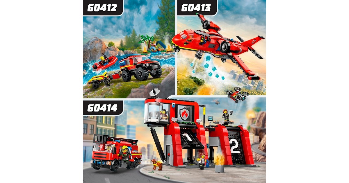 LEGO 60414 City Feuerwehrstation mit Drehleiterfahrzeug, Konstruktionsspielzeug