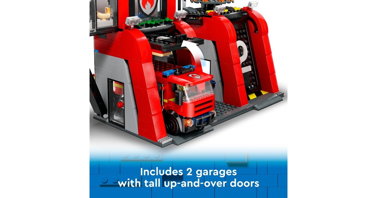 LEGO 60414 City Feuerwehrstation mit Drehleiterfahrzeug, Konstruktionsspielzeug