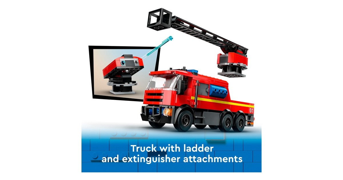 LEGO 60414 City Feuerwehrstation mit Drehleiterfahrzeug, Konstruktionsspielzeug