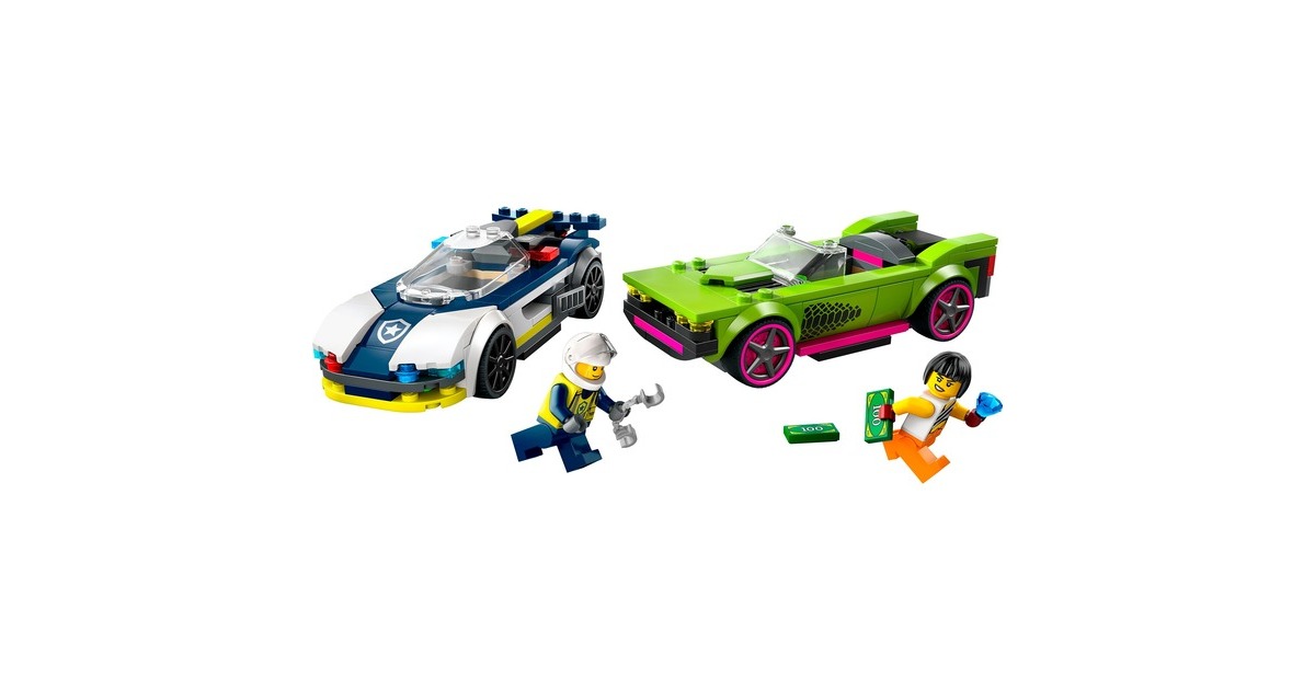 LEGO 60415 City Verfolgungsjagd mit Polizeiauto und Muscle Car, Konstruktionsspielzeug