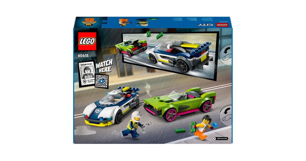 LEGO 60415 City Verfolgungsjagd mit Polizeiauto und Muscle Car, Konstruktionsspielzeug