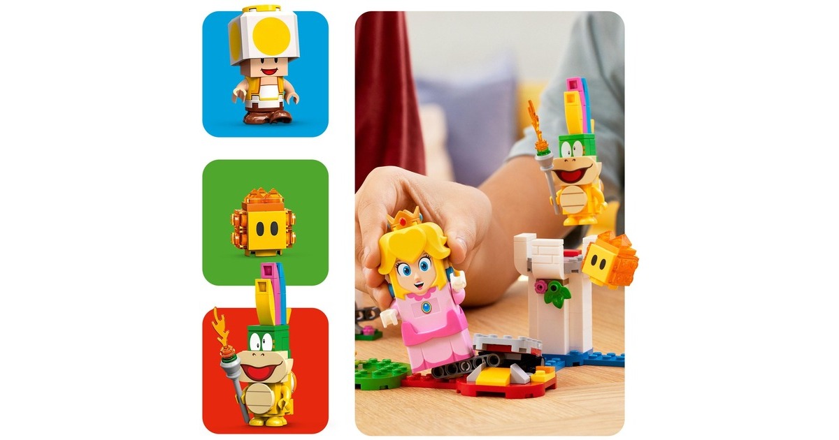 LEGO 71403 Super Mario Abenteuer mit Peach – Starterset, Konstruktionsspielzeug(Baubares Spielzeug mit interaktiver Prinzessinnen Figur, Gelber Toad und Lemmy)