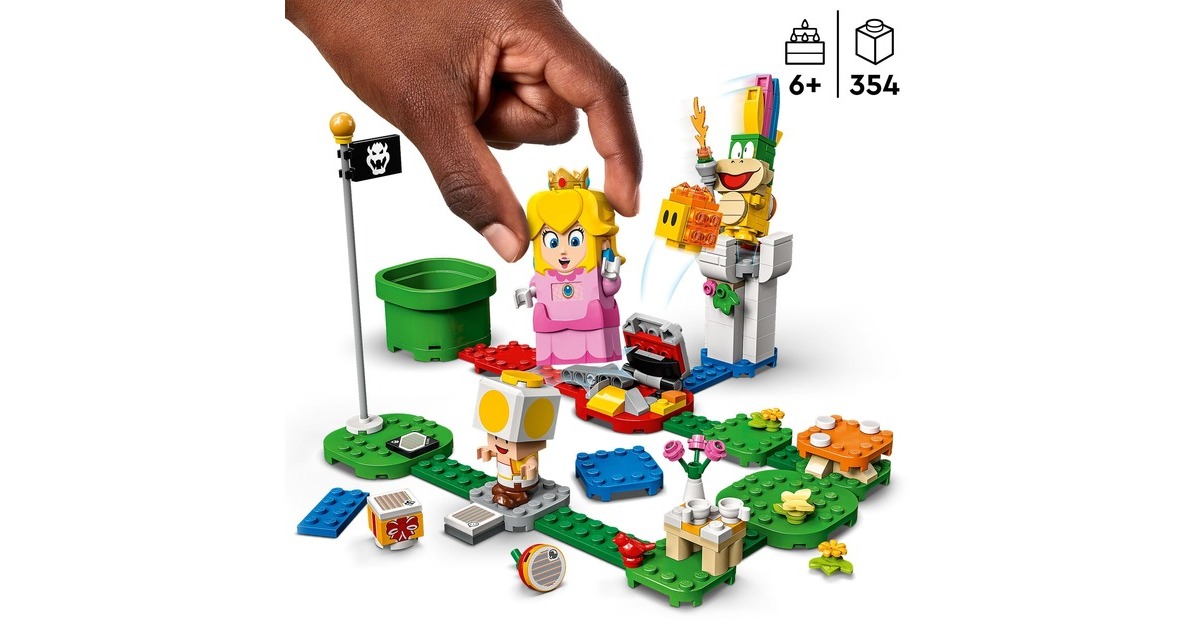 LEGO 71403 Super Mario Abenteuer mit Peach – Starterset, Konstruktionsspielzeug(Baubares Spielzeug mit interaktiver Prinzessinnen Figur, Gelber Toad und Lemmy)