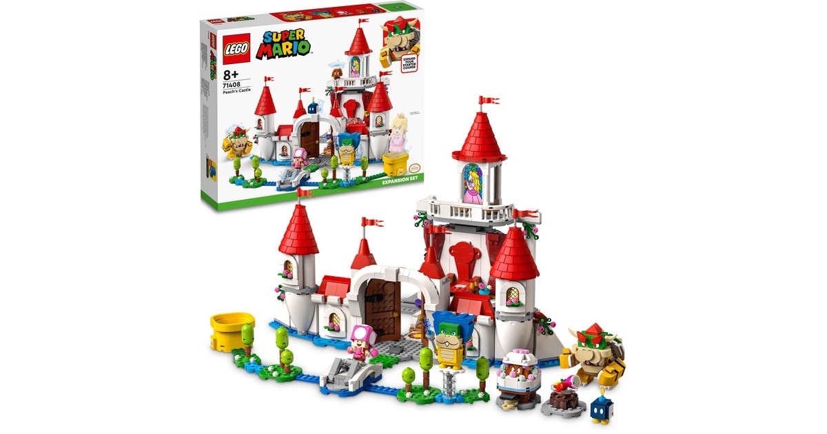 LEGO 71408 Super Mario Princess Peach Palast – Erweiterungsset, Konstruktionsspielzeug(Zum Kombinieren mit Starterset, Zeitblock mit Bowser, Ludwig, Toadette und Gumba Figur)