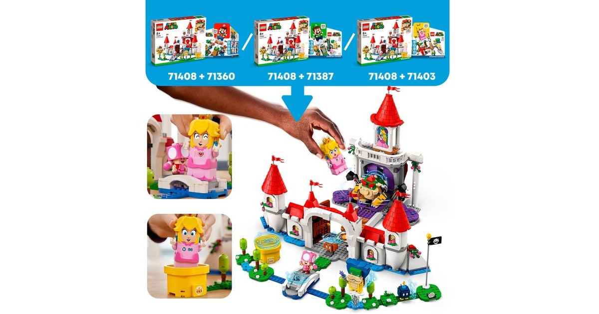 LEGO 71408 Super Mario Princess Peach Palast – Erweiterungsset, Konstruktionsspielzeug(Zum Kombinieren mit Starterset, Zeitblock mit Bowser, Ludwig, Toadette und Gumba Figur)
