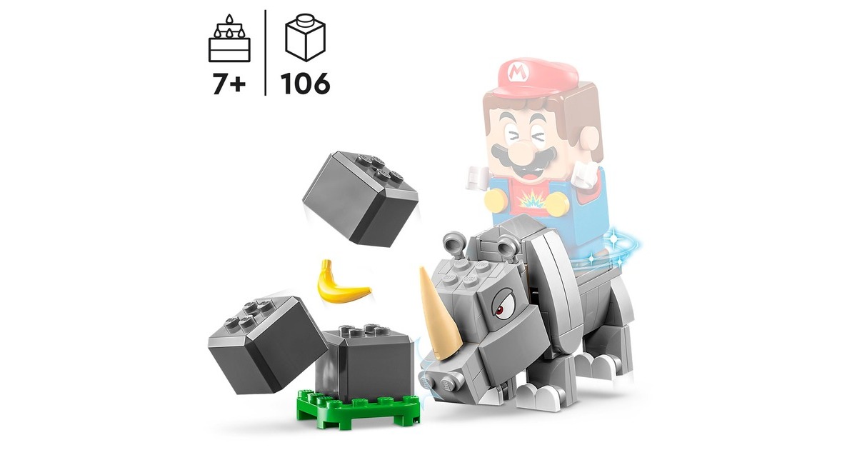 LEGO 71420 Super Mario Rambi das Rhino - Erweiterungssset, Konstruktionsspielzeug