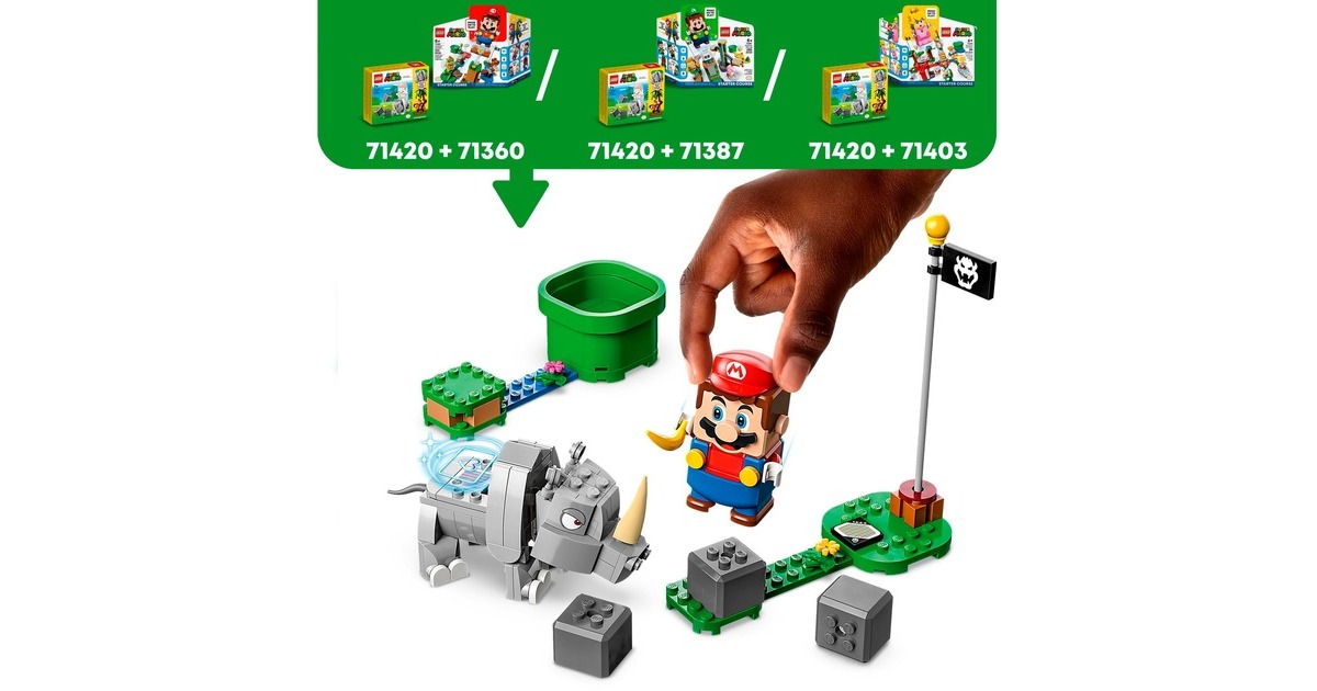 LEGO 71420 Super Mario Rambi das Rhino - Erweiterungssset, Konstruktionsspielzeug