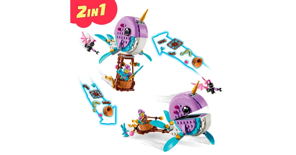 LEGO 71472 DreamZzz Izzies Narwal-Heißluftballon, Konstruktionsspielzeug
