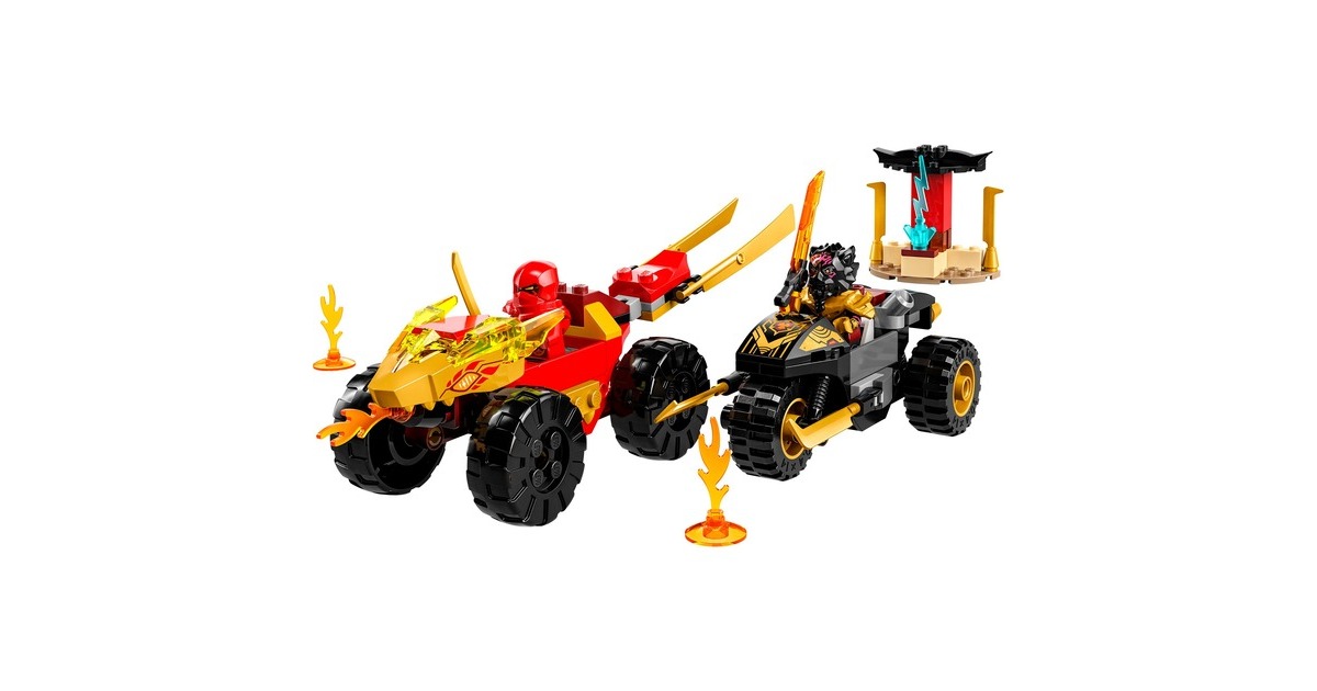 LEGO 71789 Ninjago Verfolgungsjagd mit Kais Flitzer und Ras' Motorrad, Konstruktionsspielzeug