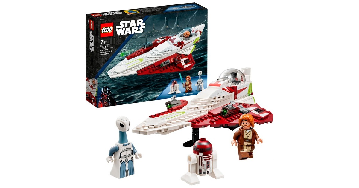 LEGO 75333 Star Wars Obi-Wan Kenobis Jedi Starfighter, Konstruktionsspielzeug(Set zum Bauen mit Taun We, Droidenfigur und Lichtschwert, Angriff der Klonkrieger Set)