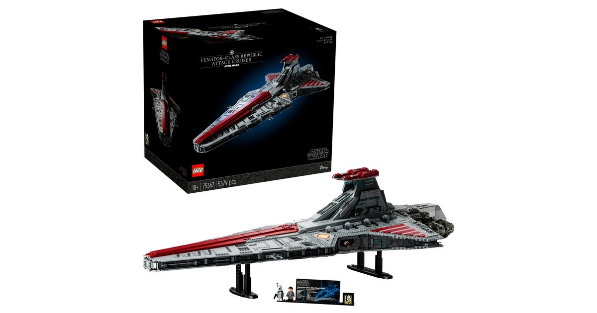 LEGO 75367 Star Wars Republikanischer Angriffskreuzer der Venator-Klasse, Konstruktionsspielzeug