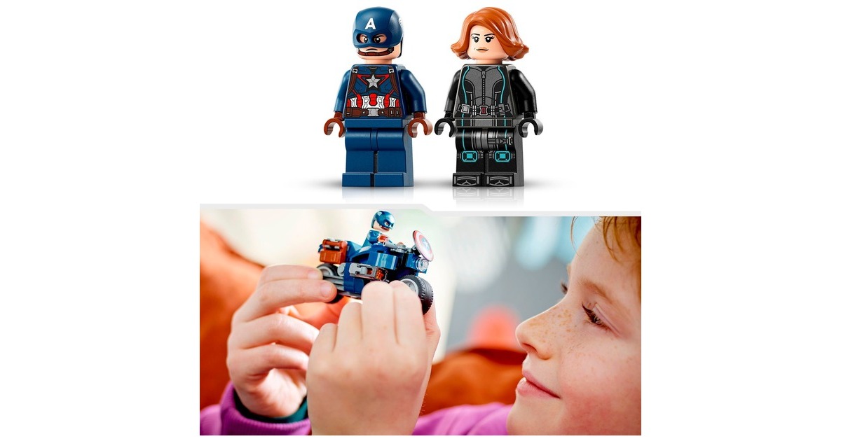 LEGO 76260 Marvel Super Heroes Black Widows & Captain Americas Motorräder, Konstruktionsspielzeug
