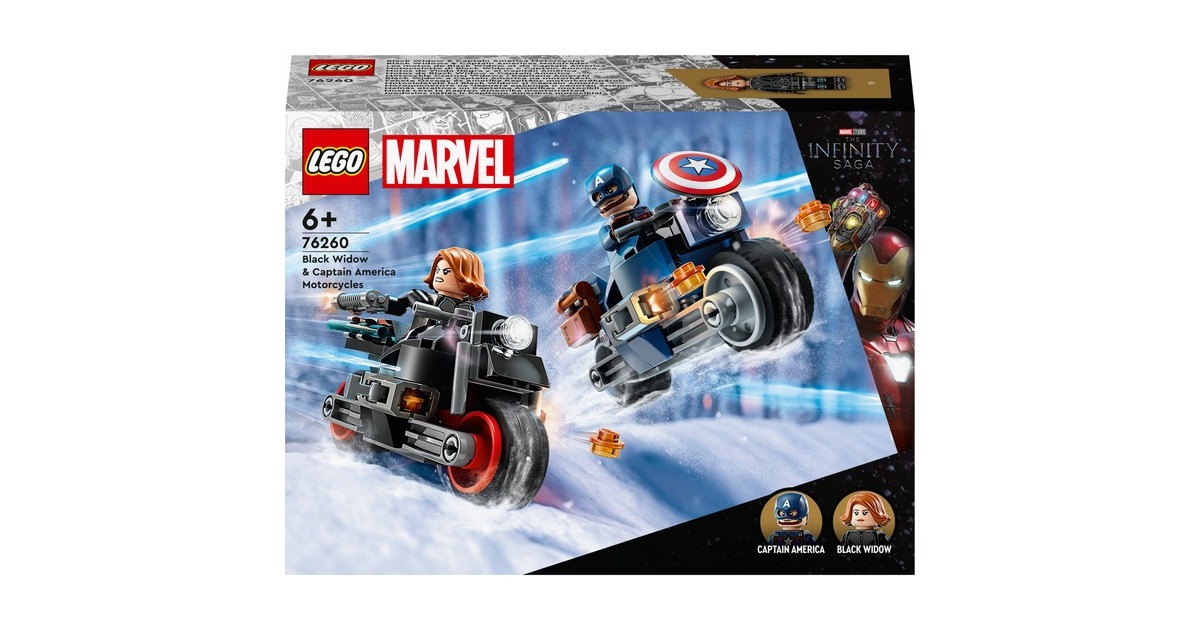 LEGO 76260 Marvel Super Heroes Black Widows & Captain Americas Motorräder, Konstruktionsspielzeug