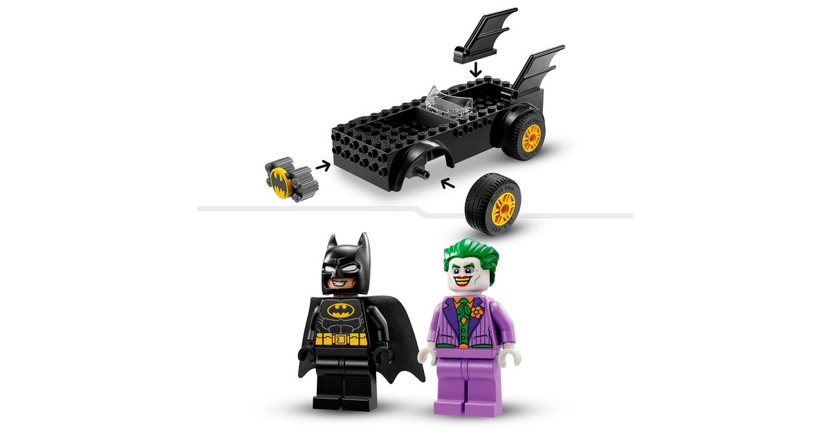 LEGO 76264 DC Super Heroes Verfolgungsjagd im Batmobile: Batman vs. Joker, Konstruktionsspielzeug
