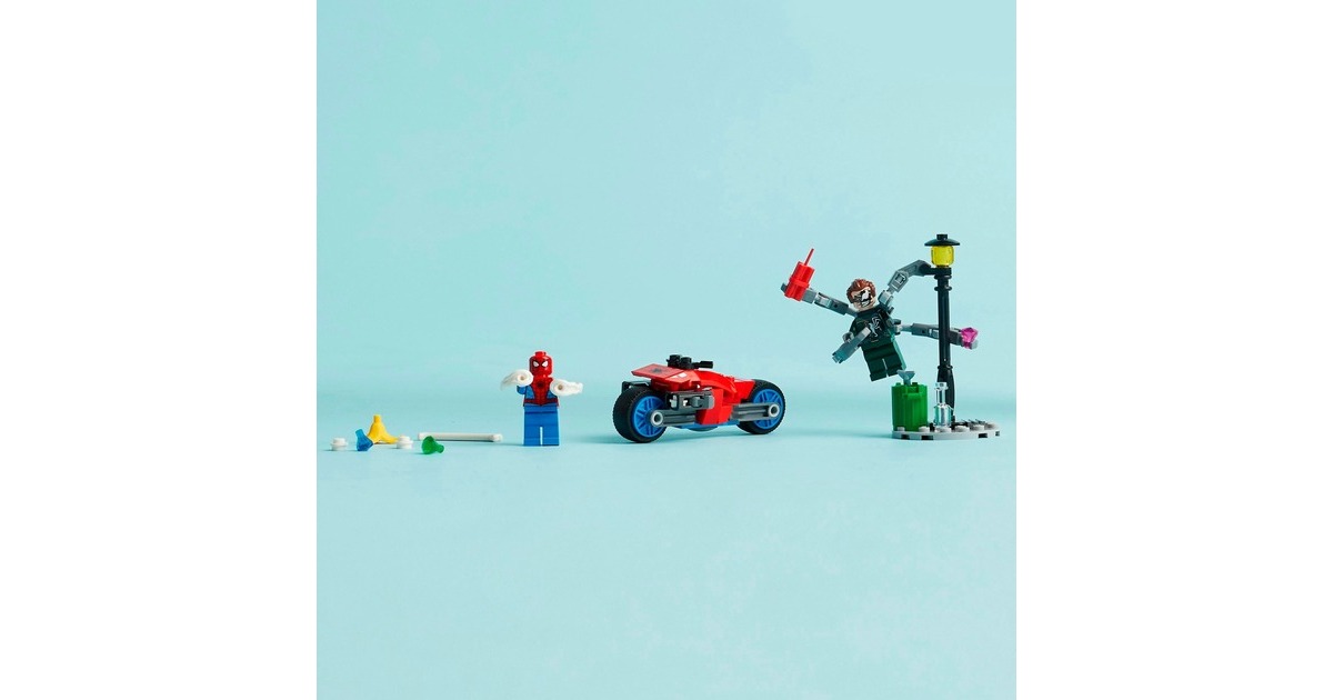 LEGO 76275 Marvel Super Heroes Motorrad-Verfolgungsjagd: Spider-Man vs. Doc Ock, Konstruktionsspielzeug