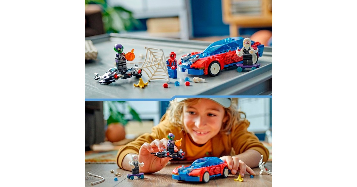 LEGO 76279 Marvel Super Heroes Spider-Mans Rennauto & Venom Green Goblin, Konstruktionsspielzeug
