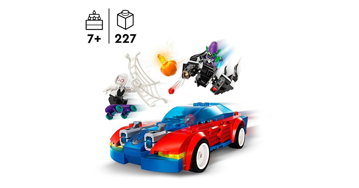 LEGO 76279 Marvel Super Heroes Spider-Mans Rennauto & Venom Green Goblin, Konstruktionsspielzeug