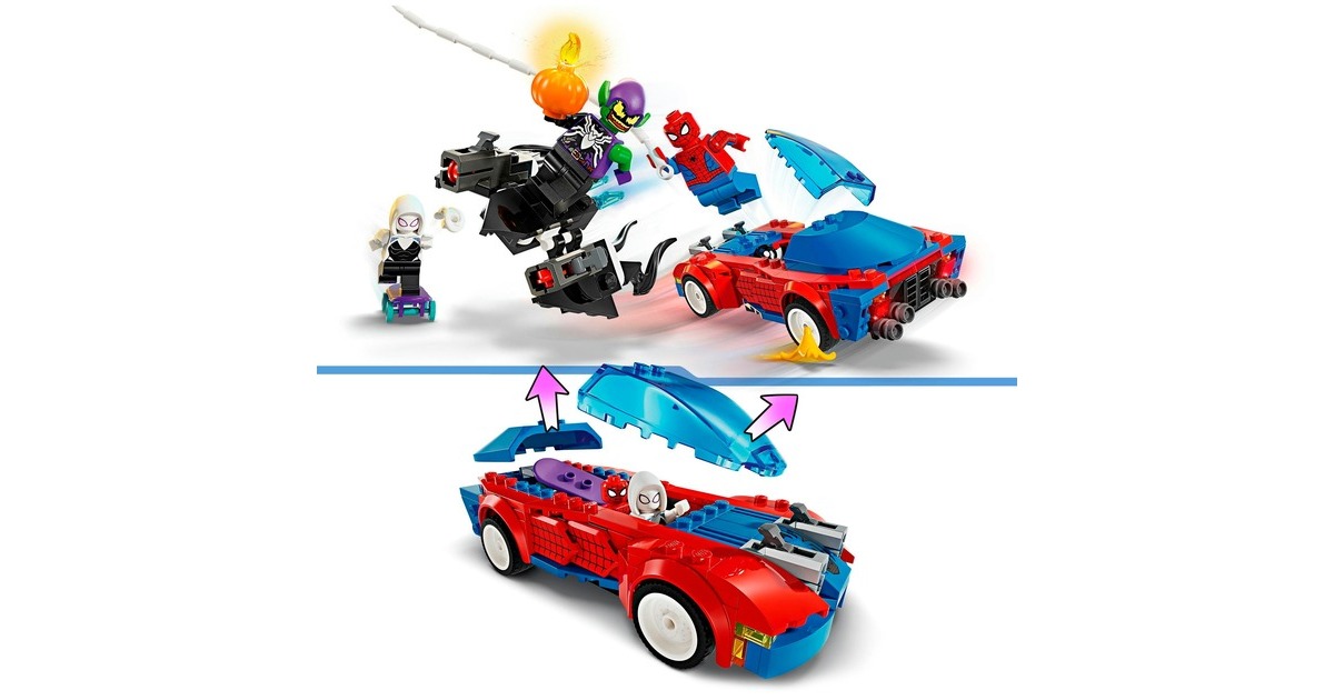 LEGO 76279 Marvel Super Heroes Spider-Mans Rennauto & Venom Green Goblin, Konstruktionsspielzeug