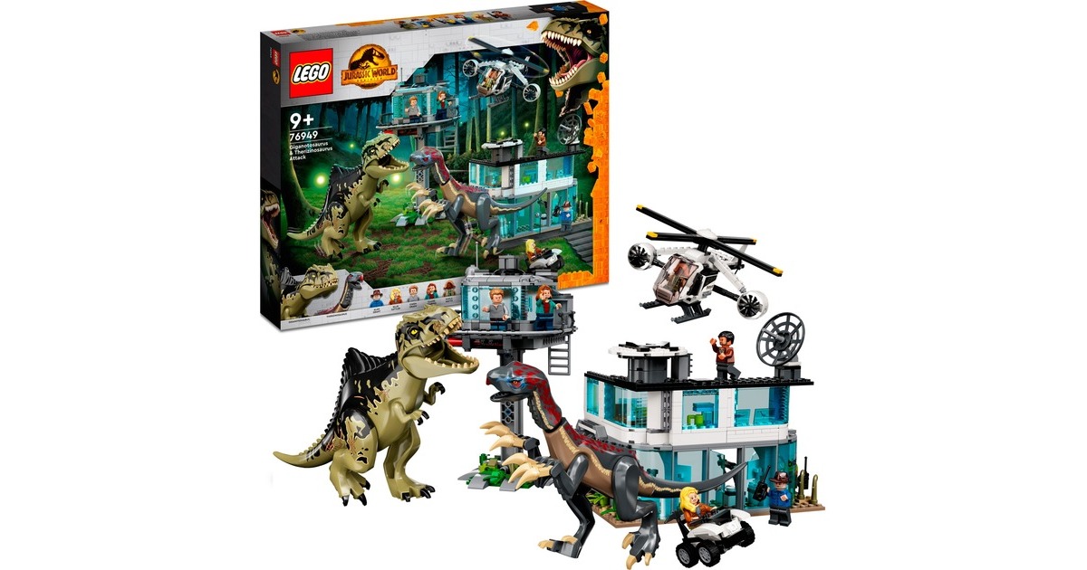 LEGO 76949 Jurassic World Giganotosaurus & Therizinosaurus Angriff, Konstruktionsspielzeug