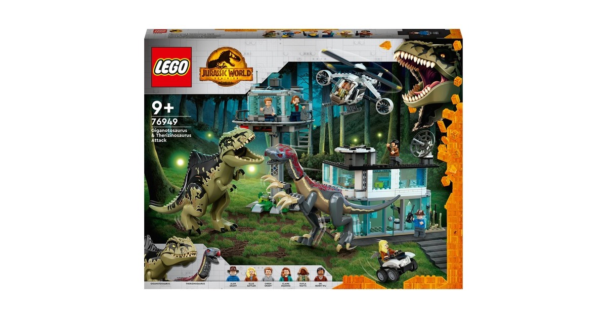 LEGO 76949 Jurassic World Giganotosaurus & Therizinosaurus Angriff, Konstruktionsspielzeug