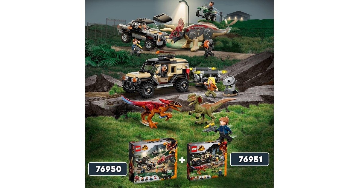 LEGO 76951 Jurassic World Pyroraptor & Dilophosaurus Transport, Konstruktionsspielzeug