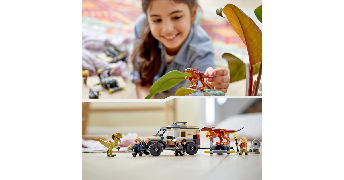 LEGO 76951 Jurassic World Pyroraptor & Dilophosaurus Transport, Konstruktionsspielzeug