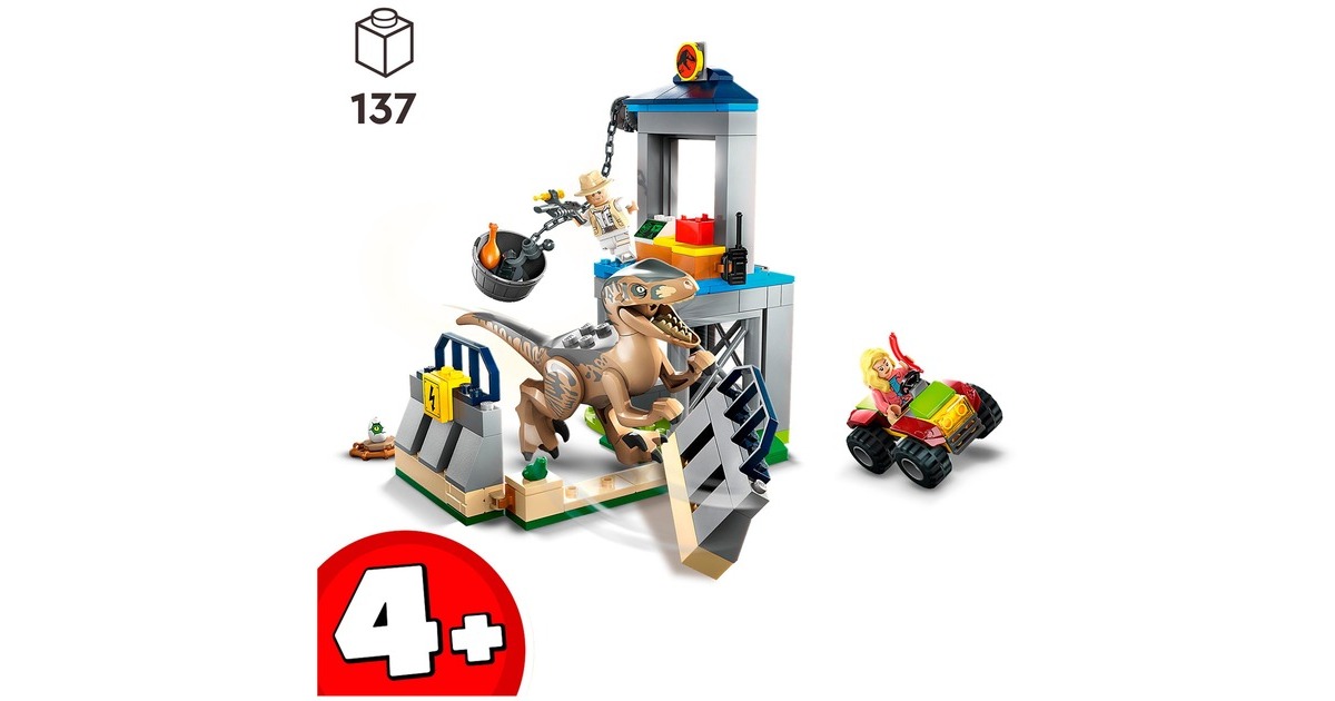 LEGO 76957 Jurassic World Flucht des Velociraptors, Konstruktionsspielzeug