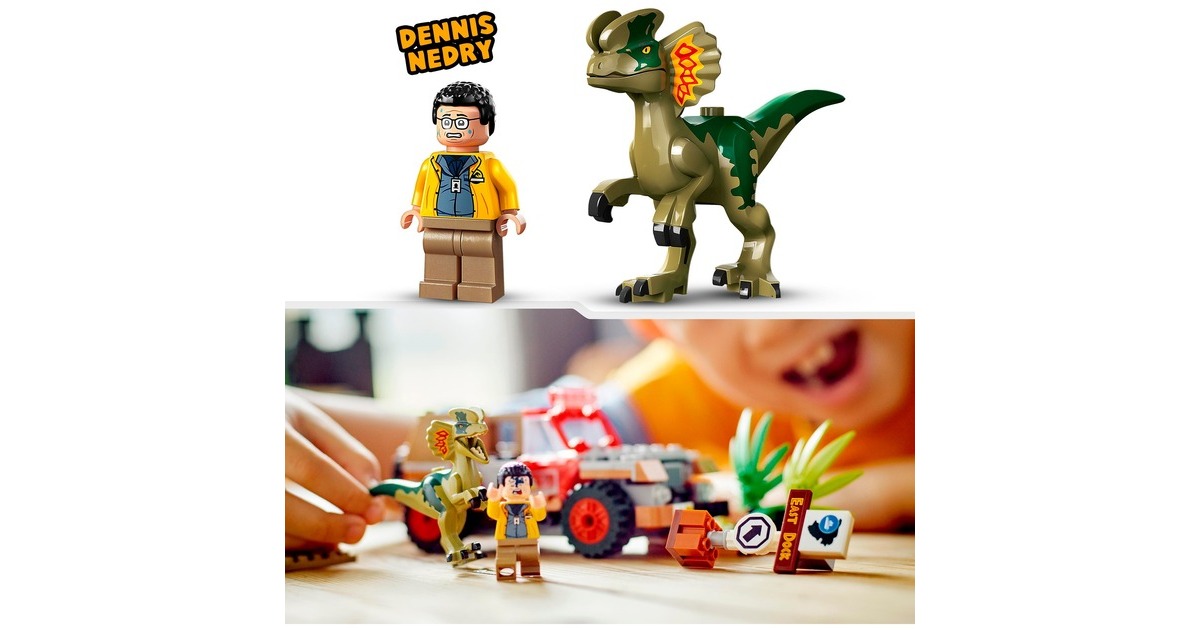 LEGO 76958 Jurassic World Hinterhalt des Dilophosaurus, Konstruktionsspielzeug