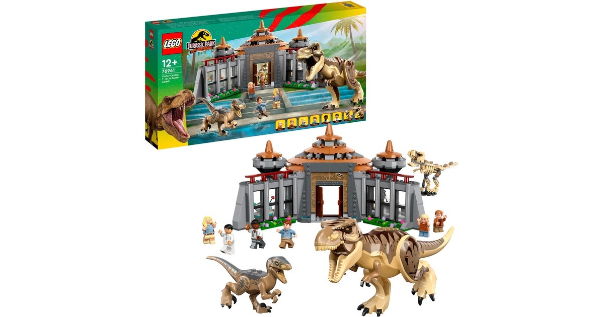 LEGO 76961 Jurassic World Angriff des T. rex und des Raptors auf das Besucherzentrum, Konstruktionsspielzeug
