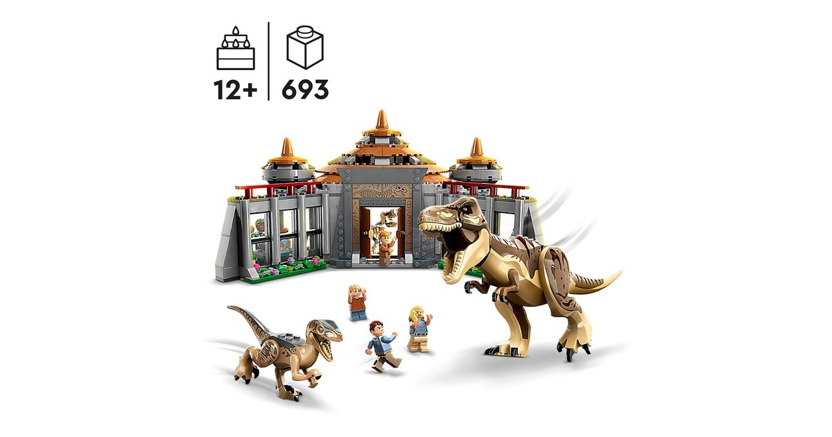 LEGO 76961 Jurassic World Angriff des T. rex und des Raptors auf das Besucherzentrum, Konstruktionsspielzeug