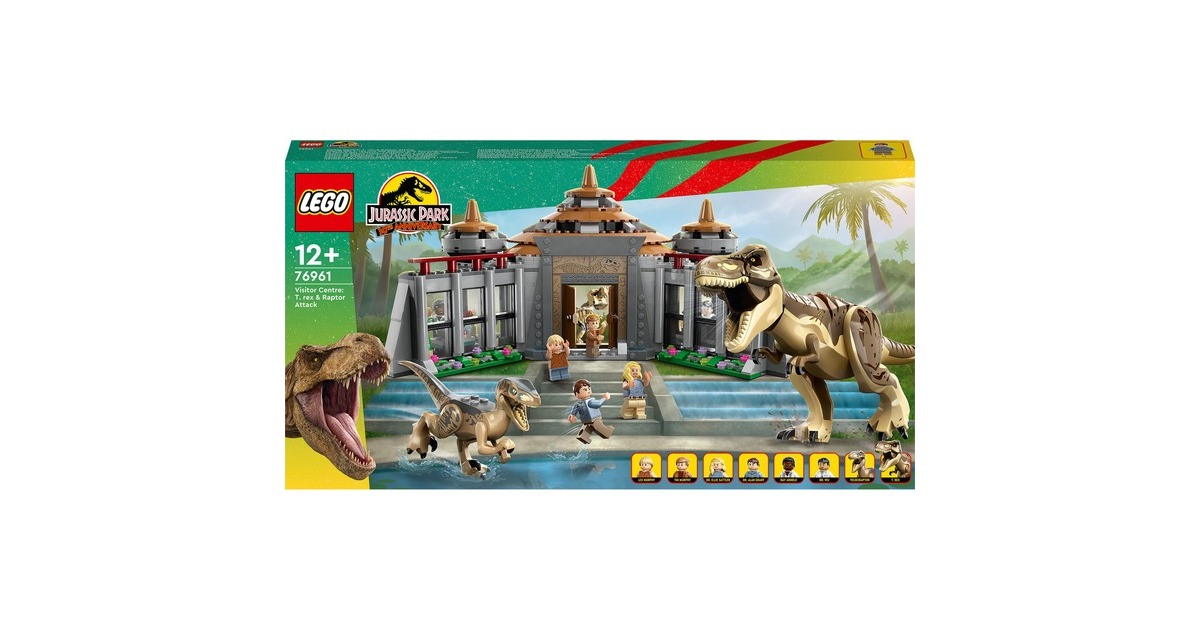 LEGO 76961 Jurassic World Angriff des T. rex und des Raptors auf das Besucherzentrum, Konstruktionsspielzeug