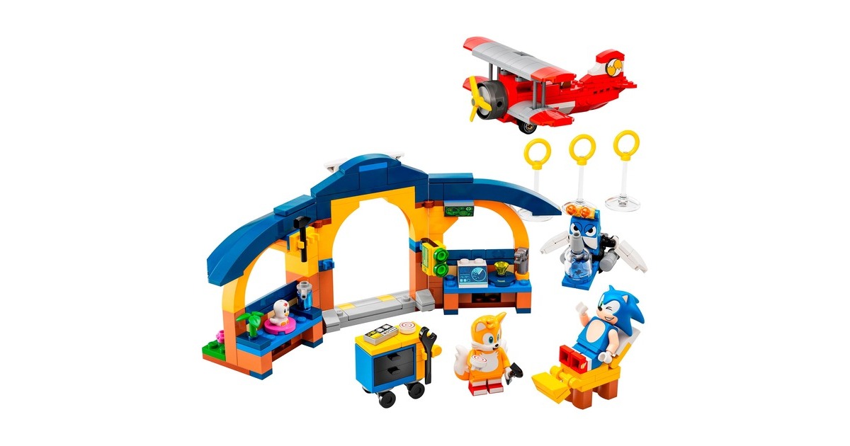 LEGO 76991 Sonic the Hedgehog Sonic Tails‘ Tornadoflieger mit Werkstatt, Konstruktionsspielzeug