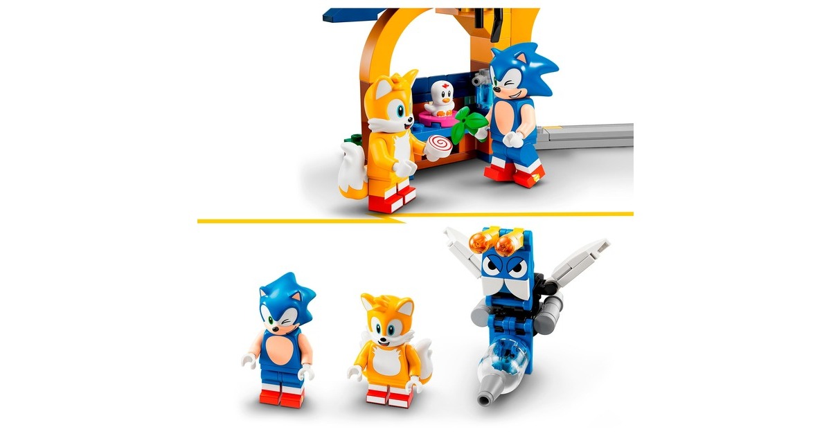 LEGO 76991 Sonic the Hedgehog Sonic Tails‘ Tornadoflieger mit Werkstatt, Konstruktionsspielzeug
