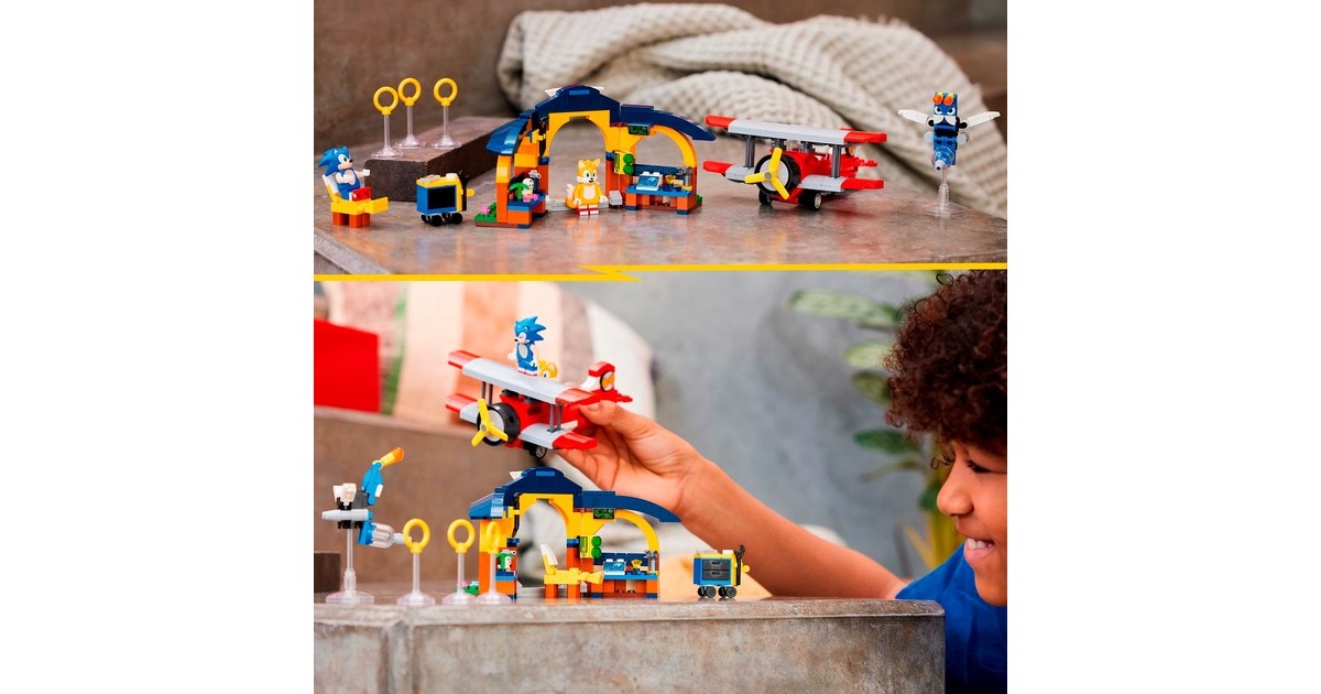 LEGO 76991 Sonic the Hedgehog Sonic Tails‘ Tornadoflieger mit Werkstatt, Konstruktionsspielzeug