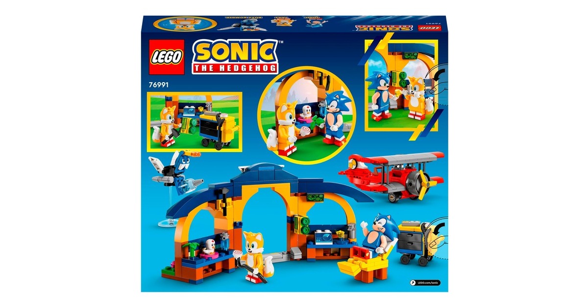 LEGO 76991 Sonic the Hedgehog Sonic Tails‘ Tornadoflieger mit Werkstatt, Konstruktionsspielzeug