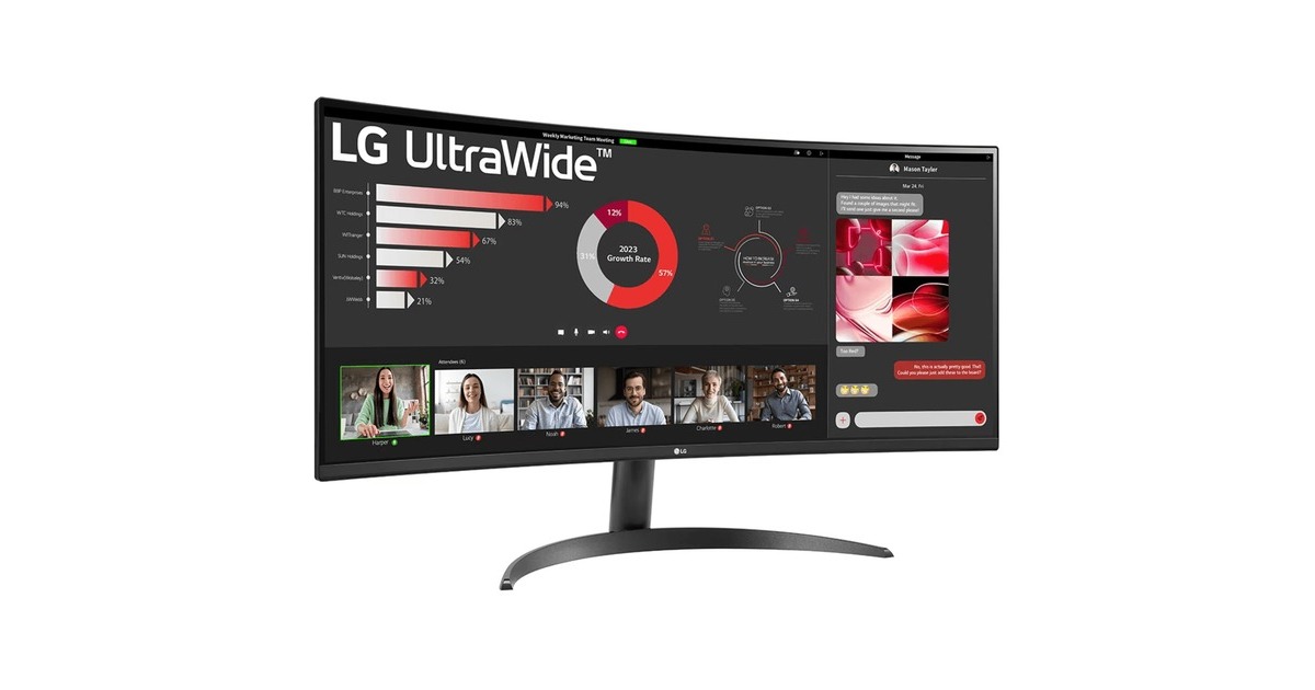 LG 34WR50QC-B, LED-Monitor(86.4 cm (34 Zoll), schwarz, QHD, Curved, AMD Free-Sync, HDR10, 100Hz Panel)