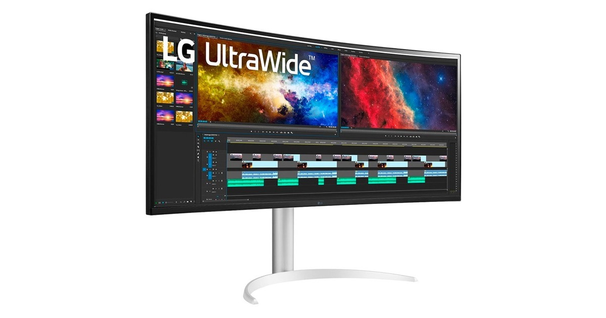 LG 38BQ85C-W, Gaming-Monitor(95.29 cm (37.5 Zoll), schwarz/weiß, Curved, HDMI, DisplayPort, USB-C, Free-Sync)