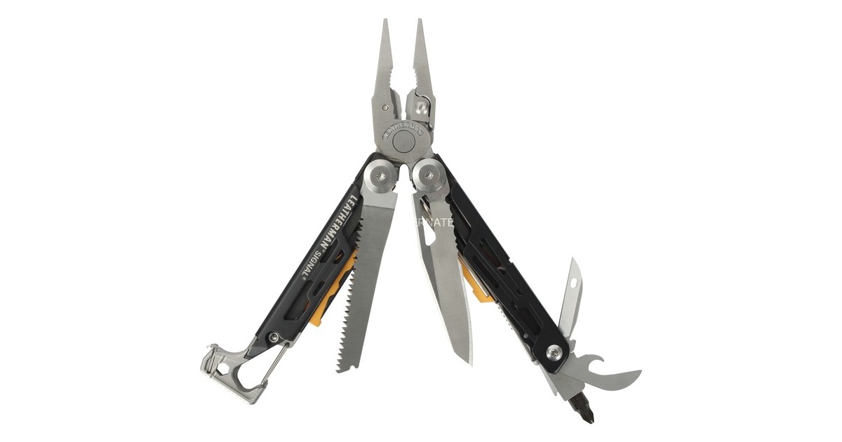 Leatherman Multitool Signal(silber/schwarz, 19 Tools, mit Holster)
