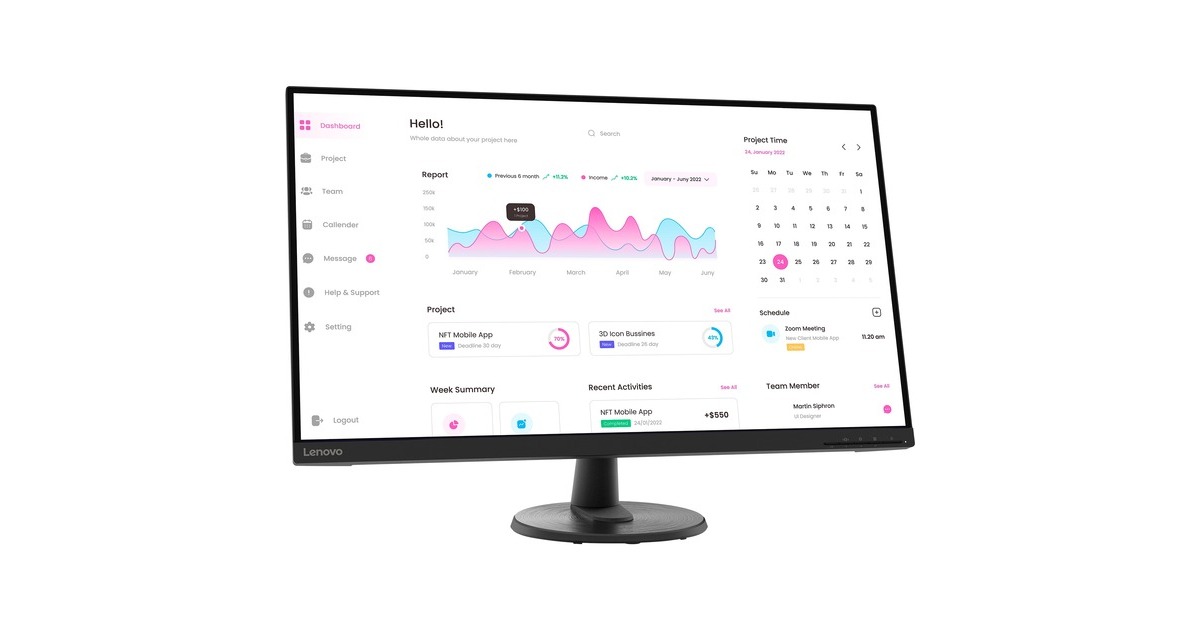 Lenovo D32-40, LED-Monitor(80 cm (31.5 Zoll), schwarz, FullHD, VA, HDMI, DisplayPort)