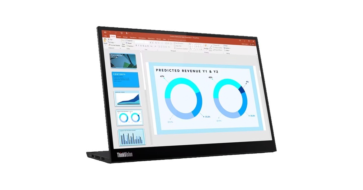 Lenovo ThinkVision M14d, LED-Monitor(36 cm (14 Zoll), schwarz, IPS, 2x USB-C)
