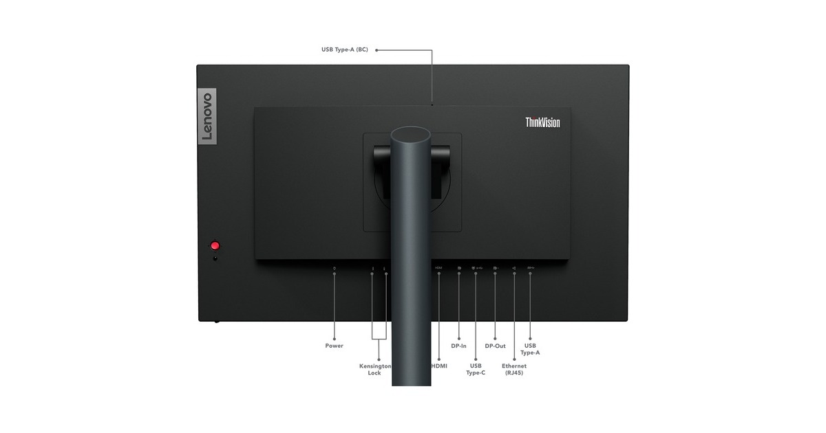 Lenovo ThinkVision P24h-30, LED-Monitor(60.45 cm (23.8 Zoll), schwarz, QHD, IPS, HDMI, DisplayPort, USB-C, Pivot)