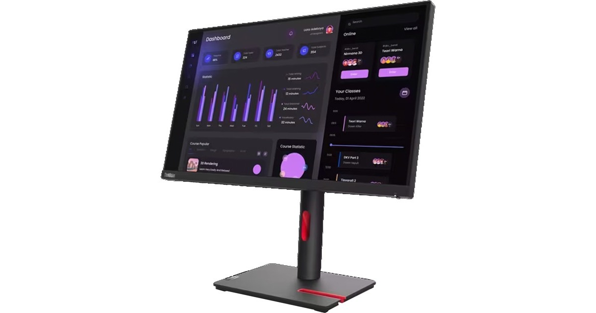 Lenovo ThinkVision T24i-30, LED-Monitor(60.5 cm (23.8 Zoll), schwarz, Full HD, IPS, HDMI, DisplayPort, VGA, Pivot)