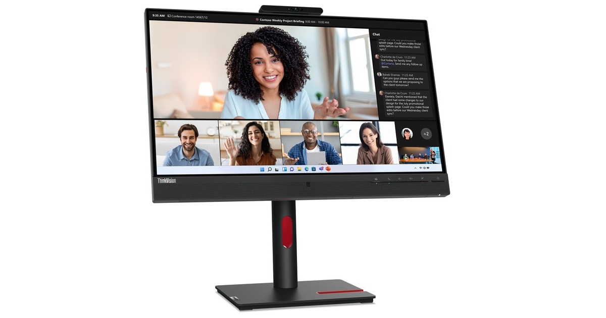 Lenovo ThinkVision T24mv-30, LED-Monitor(60.45 cm (23.8 Zoll), schwarz, Full HD, IPS, HDMI, DisplayPort, USB-C, Pivot, Webcam)